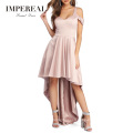 Satin High Low Flutter Short Front Long Back Formal Dress Patterns